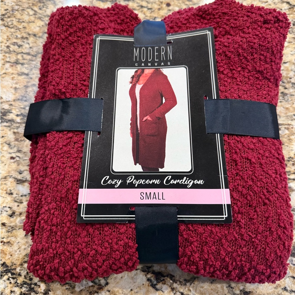 Women's Cozy Popcorn Cardigan - Red